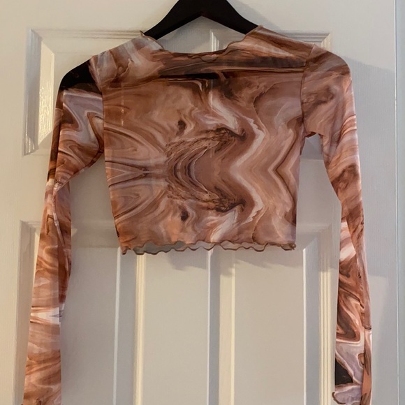Mesh Long Sleeve Cropped Top Size S - Picture 2 of 3